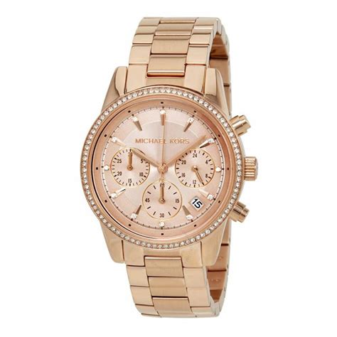 michael kors women's 37mm ritz chronograph watch rose gold blush|Ritz Pavé Rose Gold.